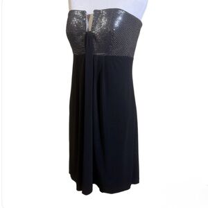 Calvin Klein Elegant Black and Silver Strapless Dress Sz 8